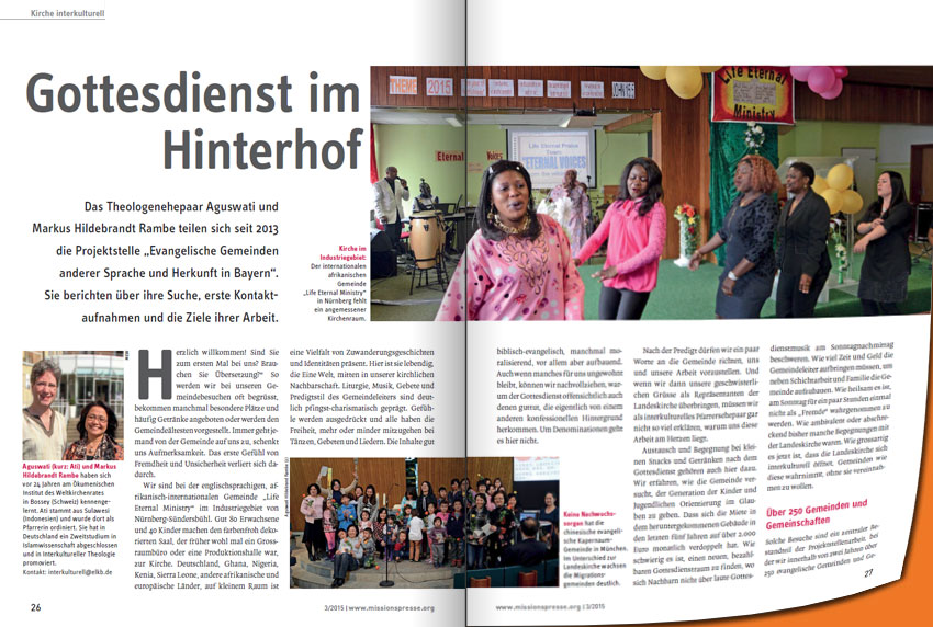 Zeitschriftenartikel "Gottesdienst im Hinterhof"